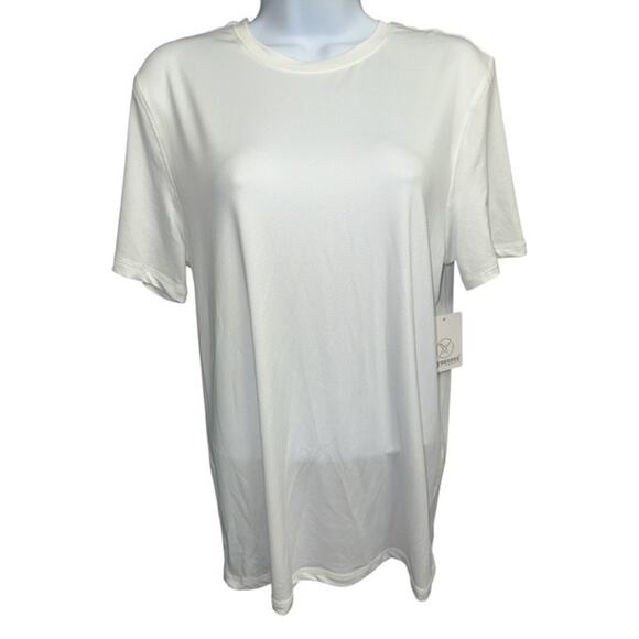 90 Degree by Reflex Mesh Nomad Tee Shirt Top Womens Small White Sport Breathable - Picture 1 of 4